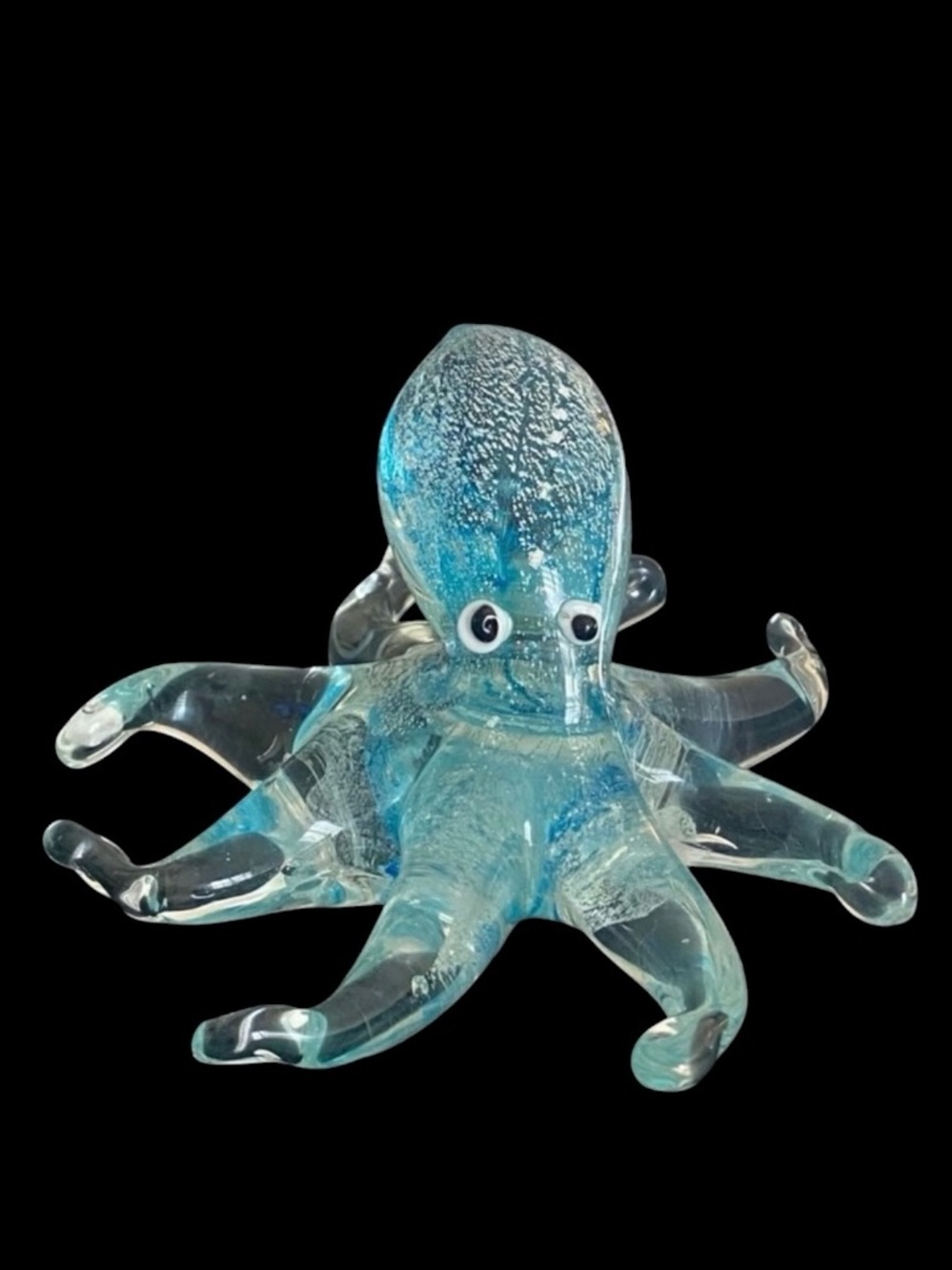 Blue Hand Blown Art Glass Octopus Figurine